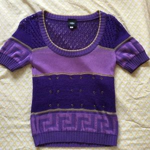 Purple Versace couture short sleeve sweater